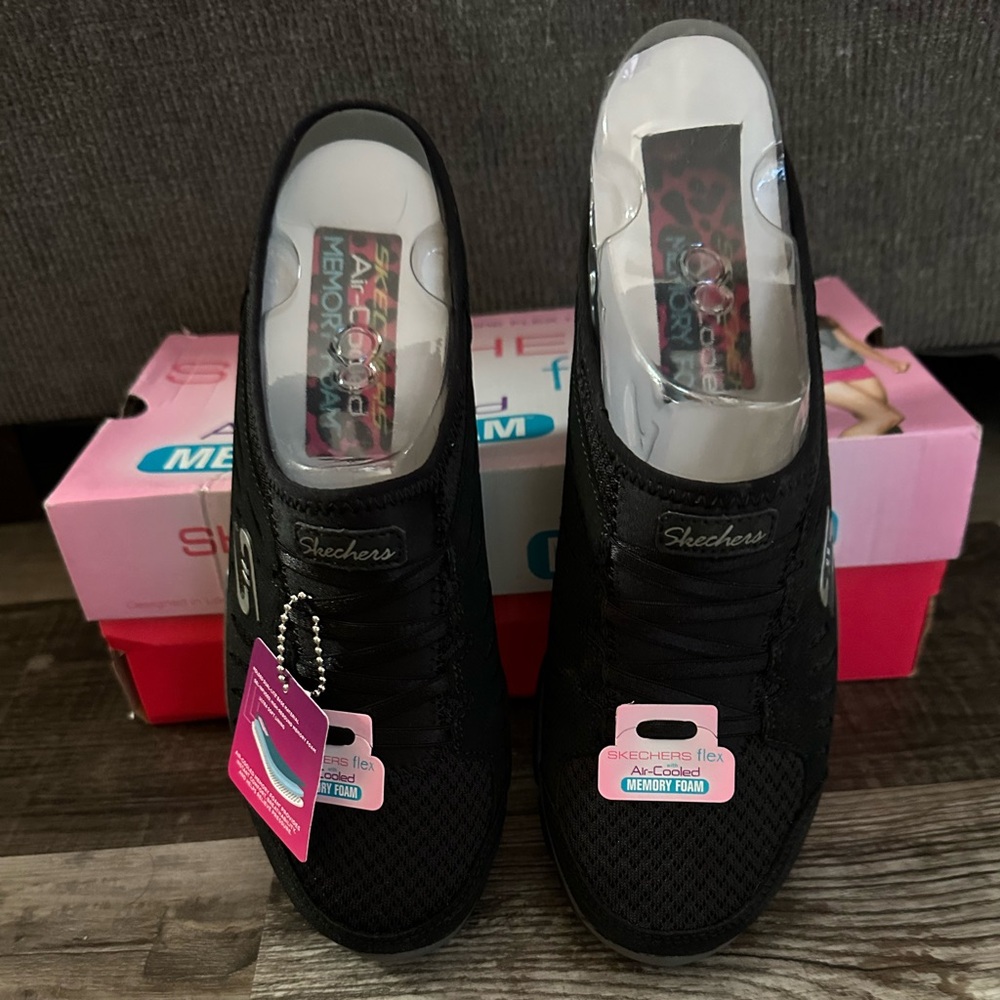 Skechers Black Mesh Slip-On Sneakers